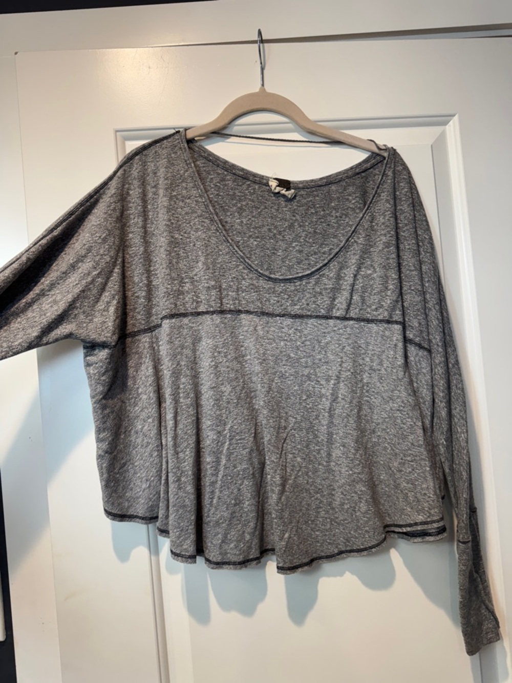 Free People Gray Lounge Long-Sleeve Top